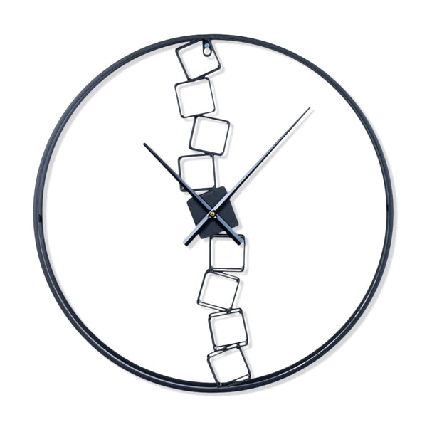 Black Metal Wall Clock, 24" Silent Abstract, Modern Living Room Decor by Sona Casa