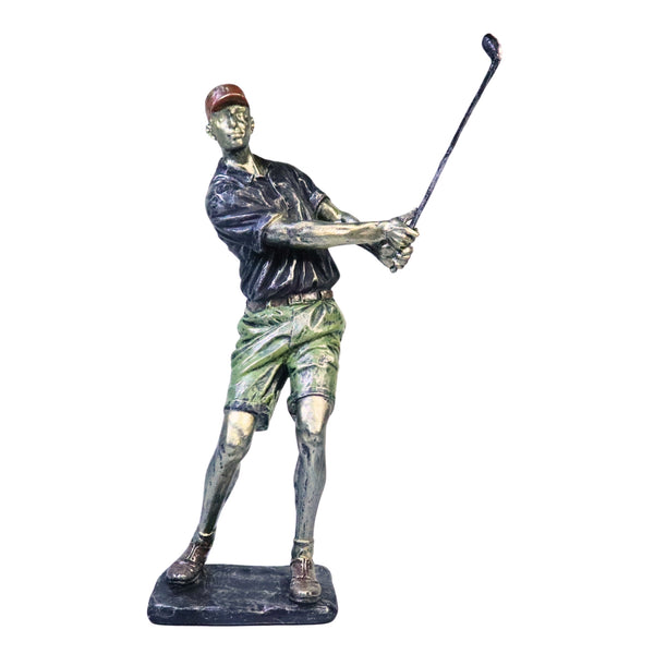 Large Green Silver Golf Figurine, 14" Handmade Rustic Decor for Home Office by Sona Casa