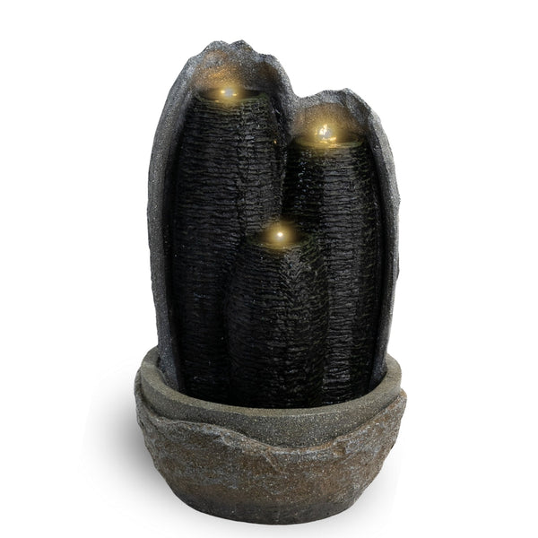 Majestic Oasis Mini Waterfall Fountain - Indoor Gray Stone Finish, LED Lights, Fiberglass & Polyresin, Perfect for Tabletop, Entryway, or Therapy Office Decor by Sona Casa