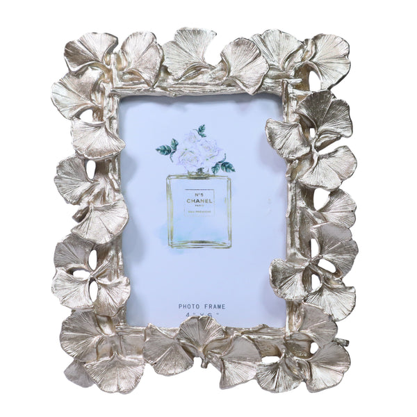3D Picture Frame for 4x6 inch Photo, Gold Copper Ginkgo Leaves Photo Frame Border, Handmade Frame, 8 inch 22 cm by Sona Casa