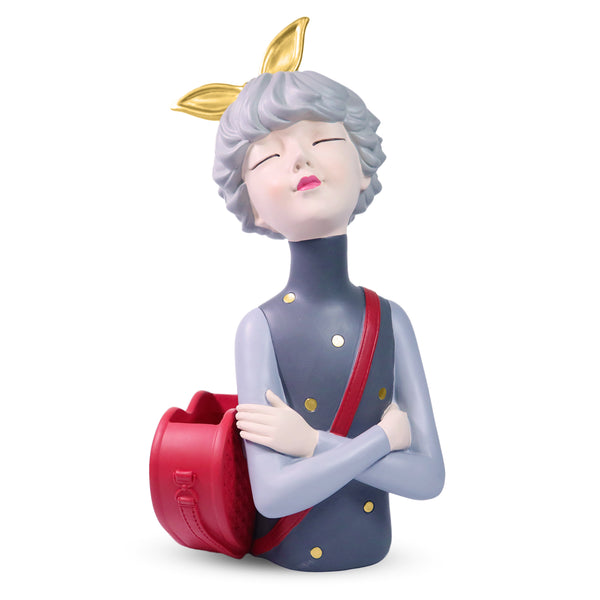 Girl Statue, Makeup Organizer, Bud Vase, 14" Dresser Vanity Table Organizer by Sona Casa