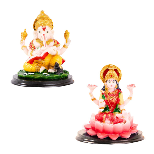Multicolor Mini Ganesh Lakshmi Idols, 4" Indian Hindu God Statues For Home by Sona Casa