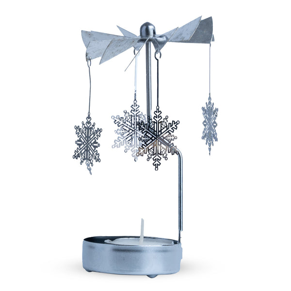 Silver Small 6" Metal Candle Holder with 1 Tealight Candle, Spinning Top, Diwali Gifts, Desk Altar Living Room Decor by Sona Casa