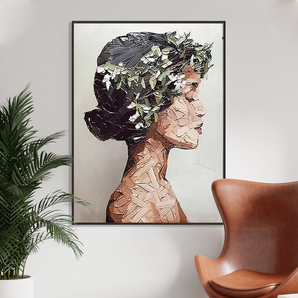 Woman Portrait Large Wall Art - Textured Oil Painting, Original Art Handmade Canvas Painting for Living Room Bedroom Decor, Unique Gift by Sona Casa