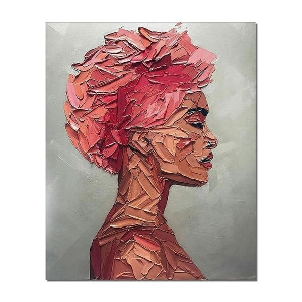 African Woman Wall Art - Textured Oil Painting, Original Hand-Painted Canvas for Living Room & Bedroom Decor, Unique Gift by Sona Casa