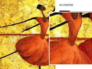 Abstract Dancer Painting - Vibrant Orange Acrylic on Canvas, Large Modern Art for Living Room Decor, Unique Housewarming Gift by Sona Casa