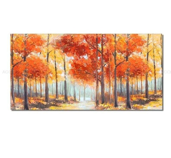 Original Abstract Tree Painting - Vibrant Orange and Yellow Canvas Art, Contemporary Wall Decor for Living Spaces, Thoughtful Birthday Gift by Sona Casa