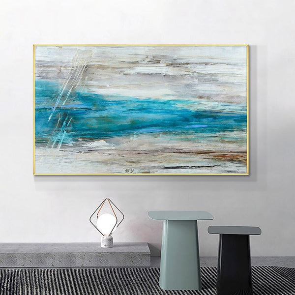 Blue Abstract Art, Handmade Large Canvas Painting, Modern Living Room Decor, Unique Housewarming Gift by Sona Casa