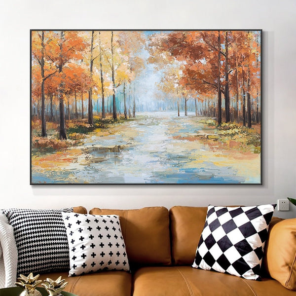 Solidarity of Fall - Landscape Oil Painting Modern Wall Art Canvas Painting For Living Room Home Decoration by Sona Casa