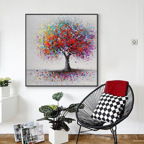 Tree Of Life - Abstract Painting, Colorful Splash Modern Wall Art, Original Hand Painted Oil Painting for Home Decor by Sona Casa