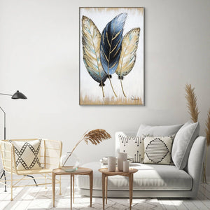 Wall Painting Feathers Hand Painted Oil Painting On Canvas Handmade Abstract Modern Vertical Wall Art Painting For Living Room | Home Decor by Sona Casa
