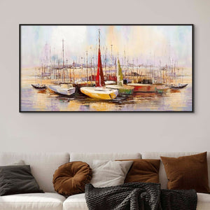 Original Art Sailboats Wall Art Extra Large Wall Art for Living Room Original Artwork Painting on Canvas Oil Painting for Home Wall Decor by Sona Casa
