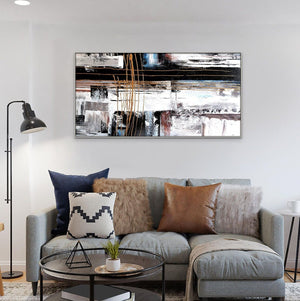 Handmade Abstract Art, Deep Space Oil Painting, Minimalist Bedroom Wall Painting, Framed Wall Art for New Home by Sona Casa