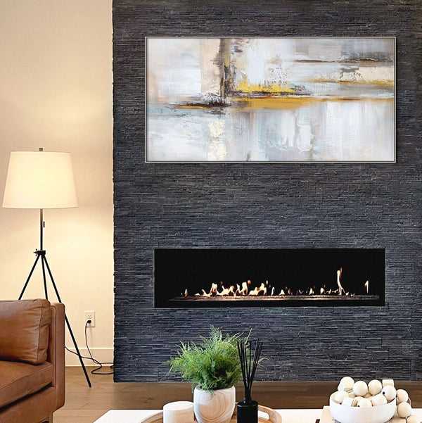 Abstract Painting on Canvas - Handmade Golden Yellow & Brown Textured Art for Living Room Decor, Unique Housewarming Gift by Sona Casa