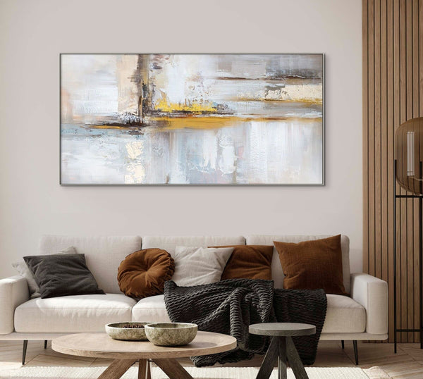 Abstract Painting on Canvas - Handmade Golden Yellow & Brown Textured Art for Living Room Decor, Unique Housewarming Gift by Sona Casa