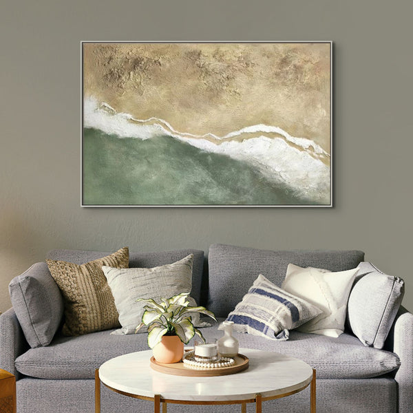 Original Seascape Wall Painting, Textured Acrylic Canvas, Minimalist Boho Beach Art, Housewarming Gift by Sona Casa