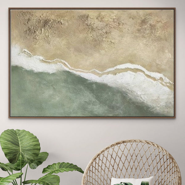Original Seascape Wall Painting, Textured Acrylic Canvas, Minimalist Boho Beach Art, Housewarming Gift by Sona Casa