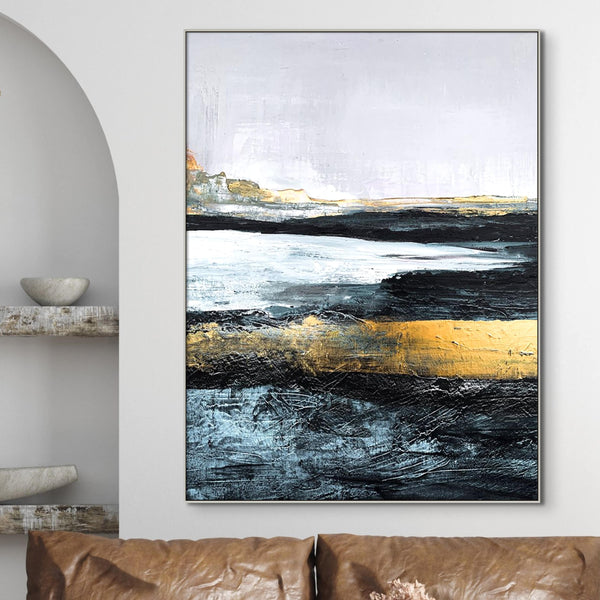 Abstract Wall Art Black and Golden Oil Painting Original Wall Art On Canvas Modern Art Living Room Wall Art Large Abstract Painting Gift by Sona Casa