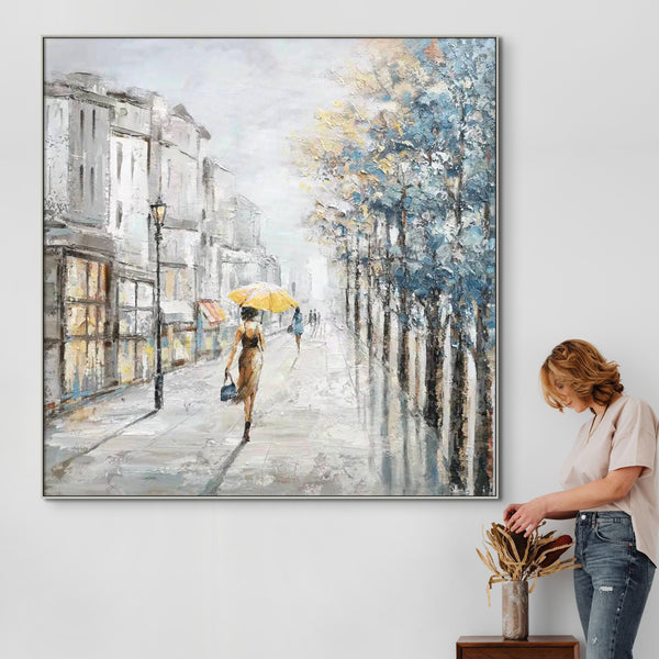 Hand-Painted City Market Artwork - Contemporary Urban Canvas for Living Room, Bedroom Wall Painting, Ideal New Home Gift by Sona Casa