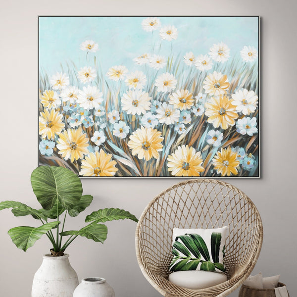Floral Wall Art, Hand-Painted Spring Blossoms Painting, Large Canvas Wall Art for Living Room, Unique Housewarming Gift by Sona Casa