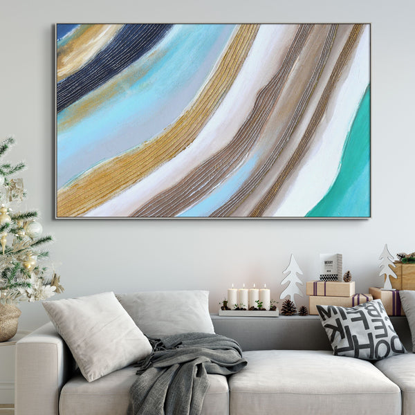 Blue Waves Painting - Original Oil on Canvas Art, Textured Coastal Wall Art for Modern Living Room Decor, Unique Housewarming Gift by Sona Casa