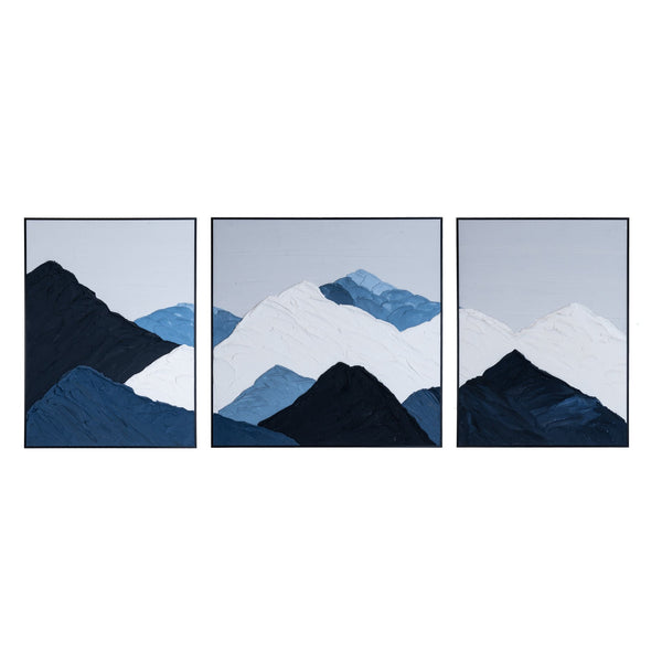Extra Large Snow Mountain Peaks Trio Canvas, 79" 3D Thick Textured Painting by Sona Casa