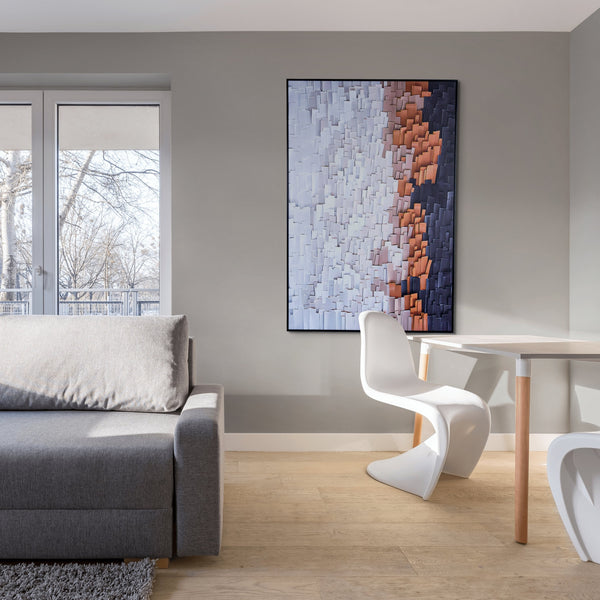 Brown And White Swirls 3D Abstract Minimalist Wall Art, Framed Wood Canvas For Living Room Mastery by Sona Casa