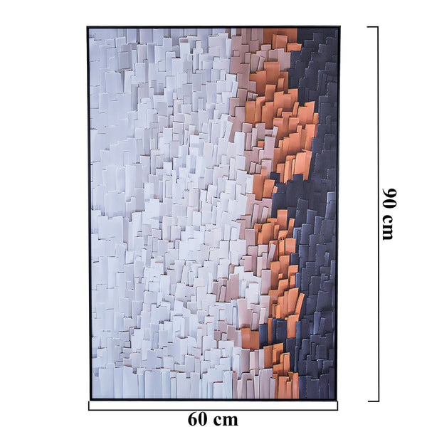 Brown And White Swirls 3D Abstract Minimalist Wall Art, Framed Wood Canvas For Living Room Mastery by Sona Casa