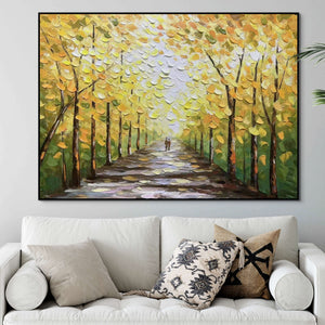 Fall Wall Art Original Oil Painting, Textured Autumn Canvas Art for Home Decor, Unique Forest Wall Decor Gift by Sona Casa
