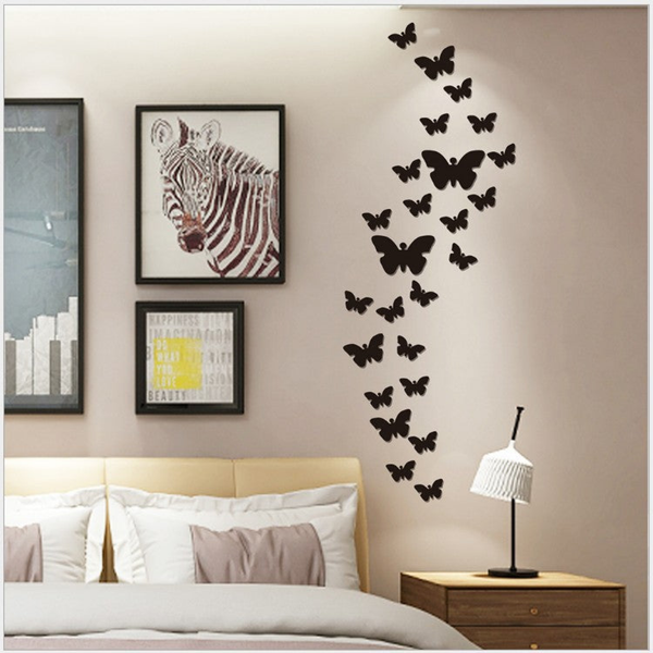 30 pcs DIY Acrylic Butterfly Mirror Wall Stickers for Home Decor by Sona Casa