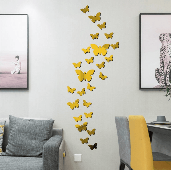 30 pcs DIY Acrylic Butterfly Mirror Wall Stickers for Home Decor by Sona Casa