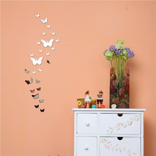 30 pcs DIY Acrylic Butterfly Mirror Wall Stickers for Home Decor by Sona Casa