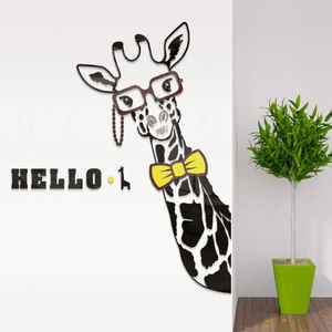 Adorable Black Giraffe DIY Acrylic Wall Sticker for Home Decoration by Sona Casa