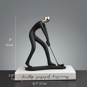 Golfer Black Statue Table Centerpiece, 9" Home Office Decoration by Sona Casa