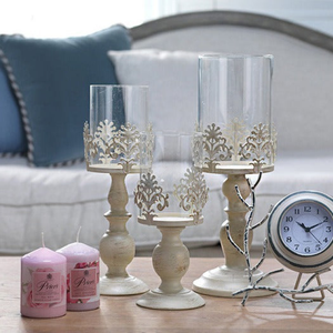 Retro Candle Holder Set, 15" 13" 10" Classy Tabletop Decorations by Sona Casa